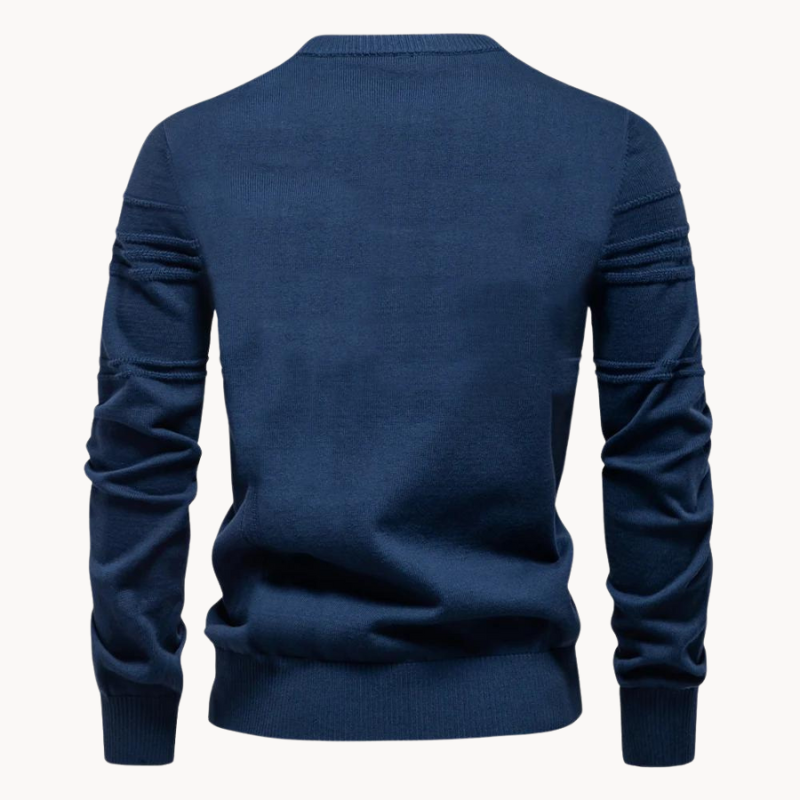 Men's Ribbed Crew Neck Knit Sweater – Detail View