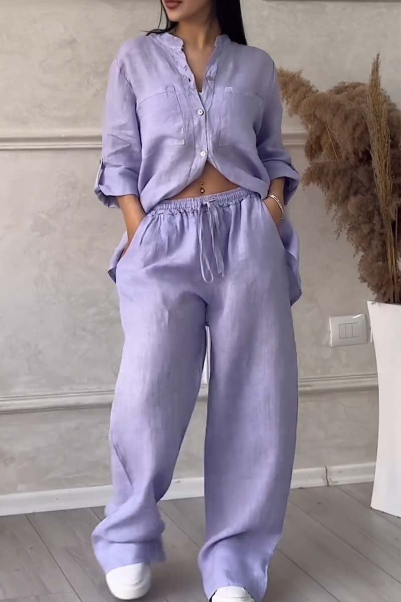 Fara - Luxe Cotton & Linen Ensemble – Shirt & Trousers Set