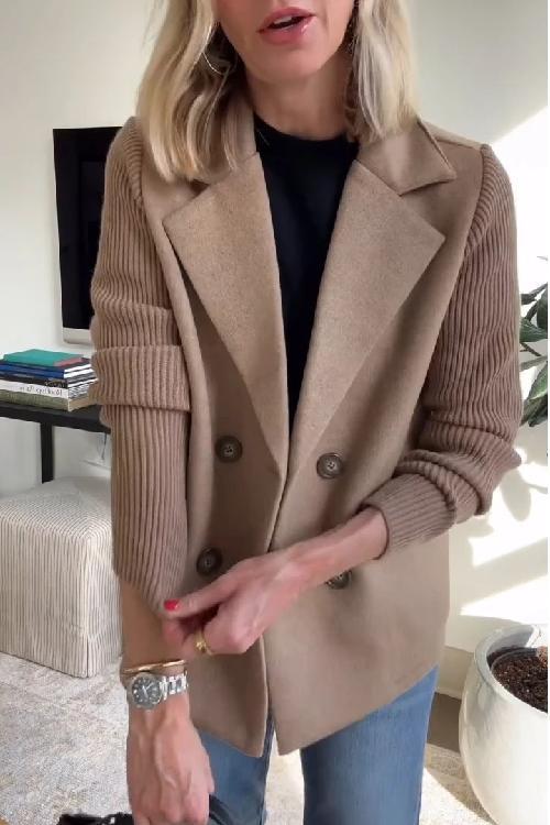 Freya - Elegant Knit-Sleeve Blazer