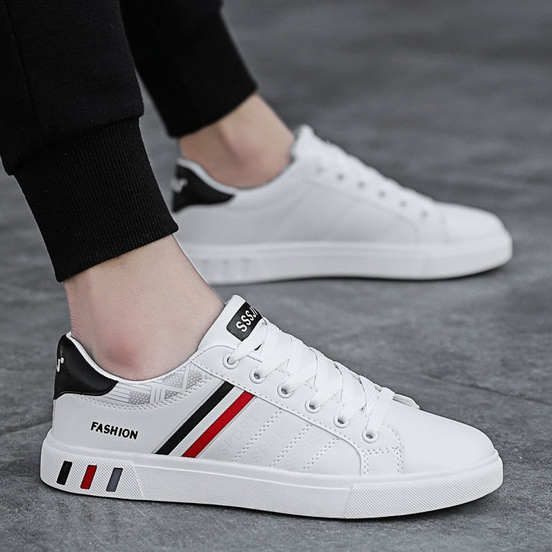JULIAN | MEN'S WHITE LEATHER LACE UP SNEAKERS 4
