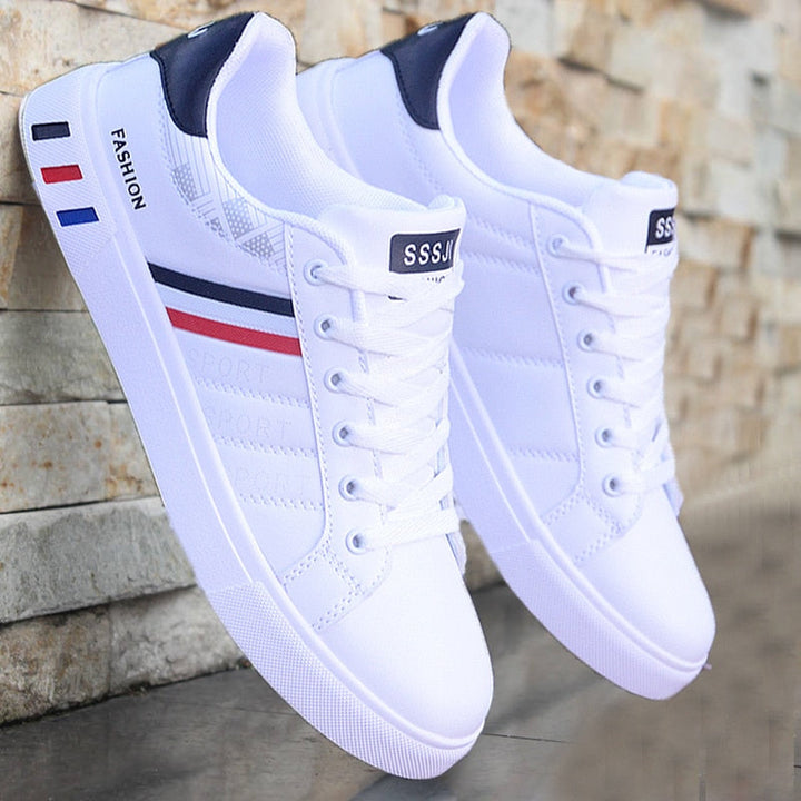 JULIAN | MEN'S WHITE LEATHER LACE UP SNEAKERS 5