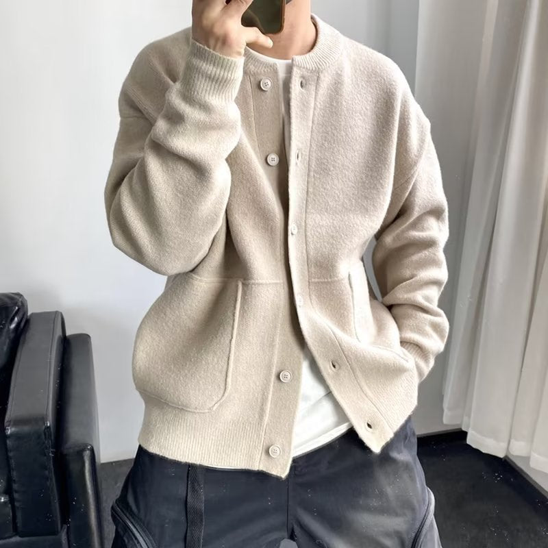 JULIEN | MEN'S STAND COLLAR CARDIGAN WITH POCKETS BUTTON UP 2