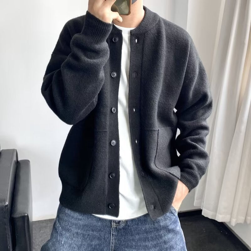 JULIEN | MEN'S STAND COLLAR CARDIGAN WITH POCKETS BUTTON UP 3
