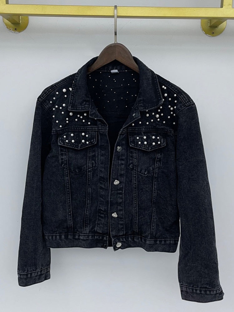 JULIETTE - PEARL EMBELLISHED DENIM JACKET 2