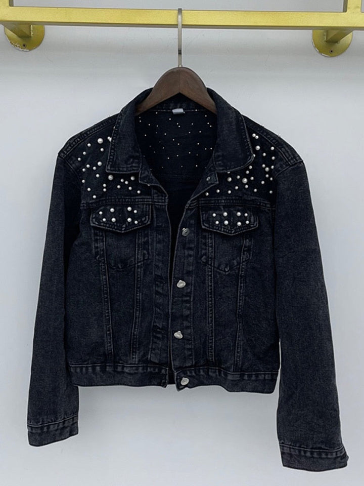 JULIETTE - PEARL EMBELLISHED DENIM JACKET 2