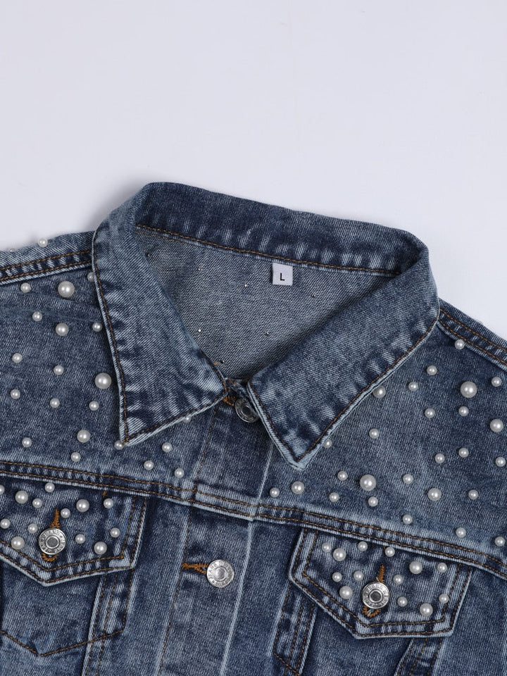 JULIETTE - PEARL EMBELLISHED DENIM JACKET 4