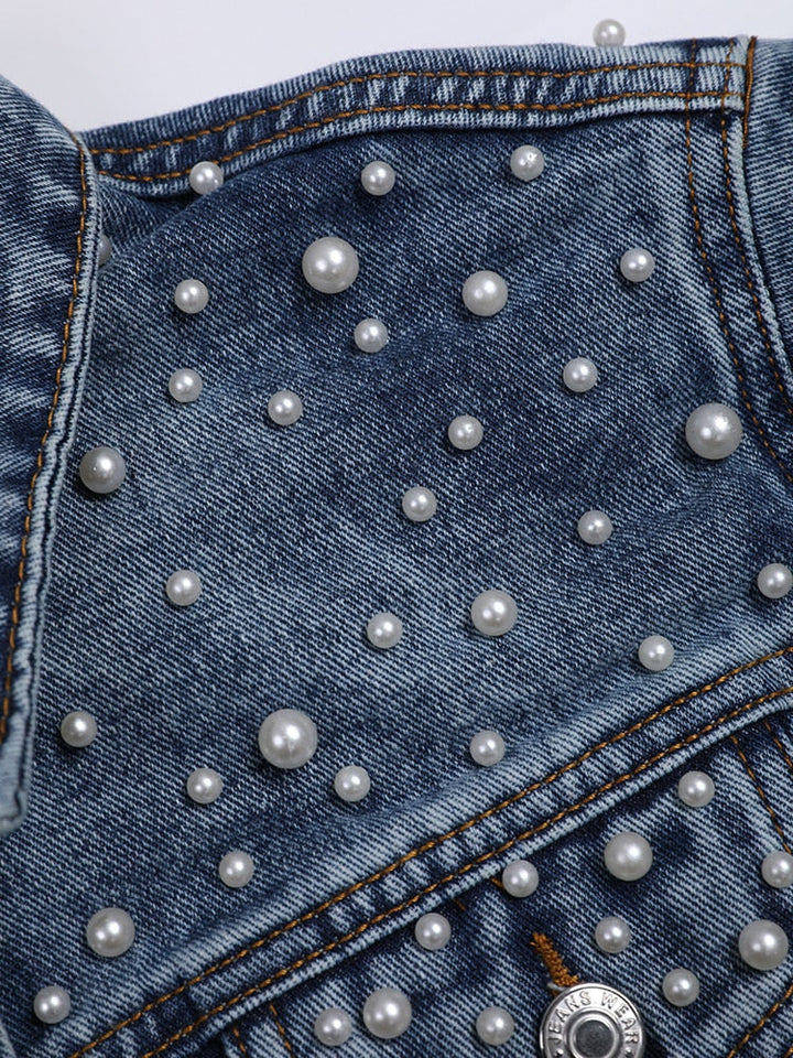 JULIETTE - PEARL EMBELLISHED DENIM JACKET 6