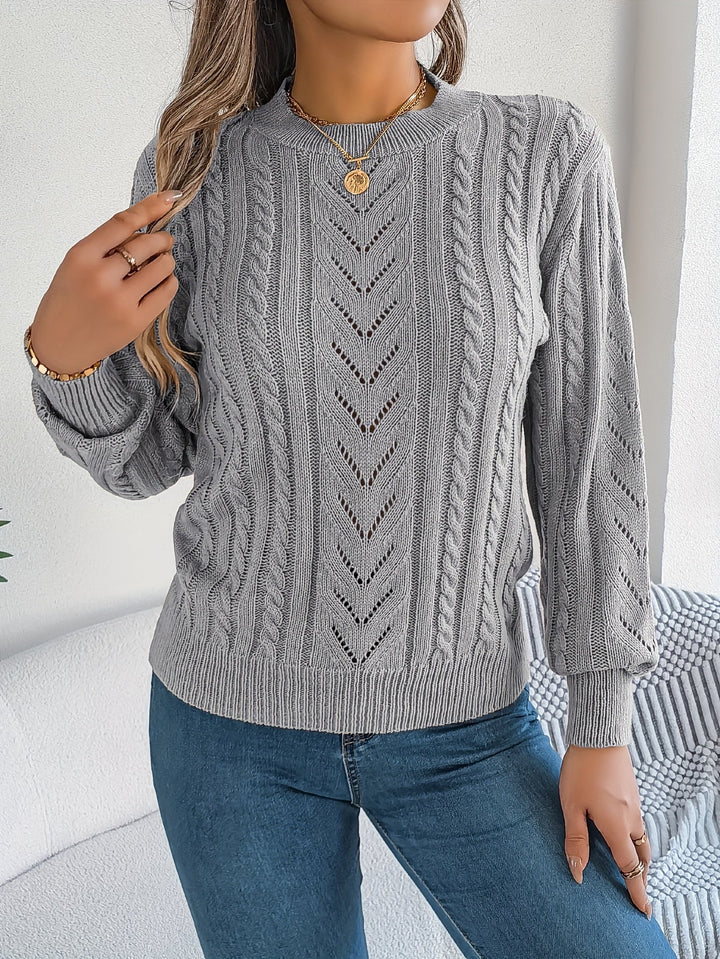 JUNE - CABLE & POINTELLE KNIT SWEATER 10