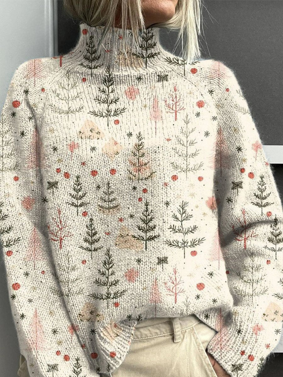 JUSTINE | WOMEN'S CHRISTMAS SWEATER TURTLENECK KNIT PULLOVER PRINTED 1