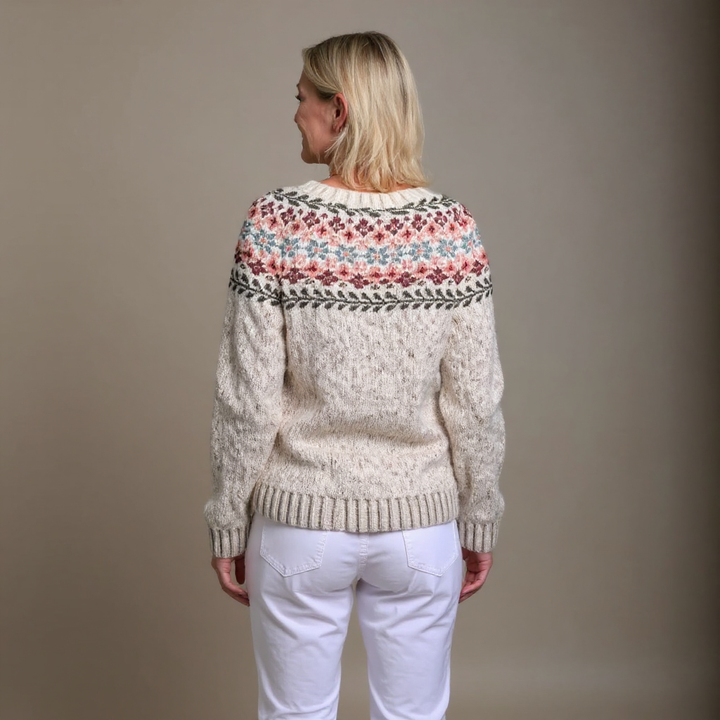 KAIA | WOMEN'S FLORAL FAIR ISLE CARDIGAN SWEATER KNIT WINTER 2