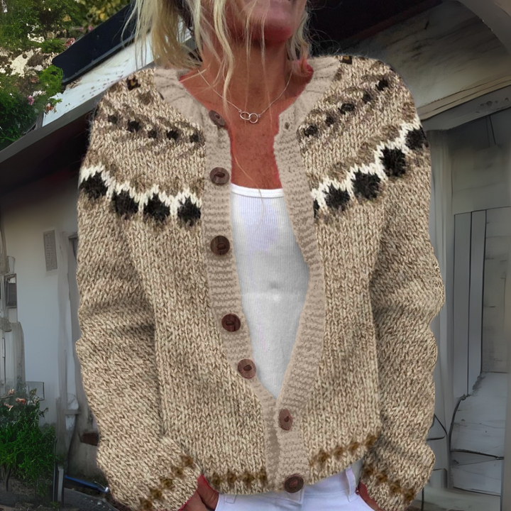 KAJA | WOMEN'S FAIR ISLE CARDIGAN SWEATER WOOL KNIT PATTERNED 1