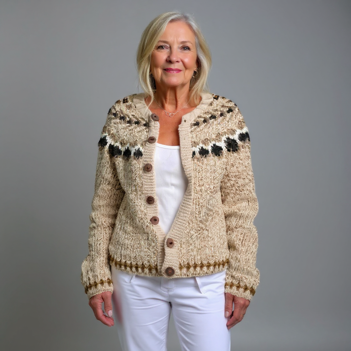 KAJA | WOMEN'S FAIR ISLE CARDIGAN SWEATER WOOL KNIT PATTERNED 3