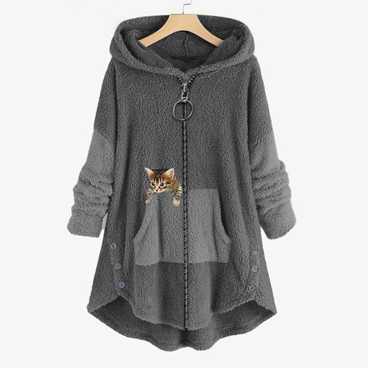 KARINE | WOMEN'S HOODED TEDDY JACKET FUZZY FLEECE ZIP UP 1