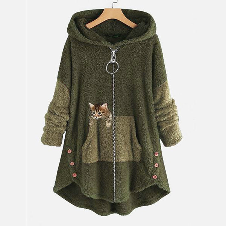 KARINE | WOMEN'S HOODED TEDDY JACKET FUZZY FLEECE ZIP UP 2