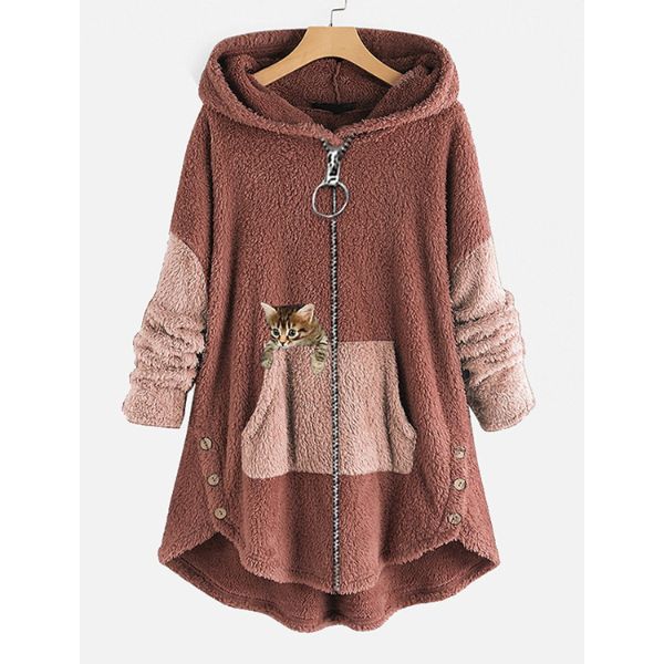 KARINE | WOMEN'S HOODED TEDDY JACKET FUZZY FLEECE ZIP UP 3
