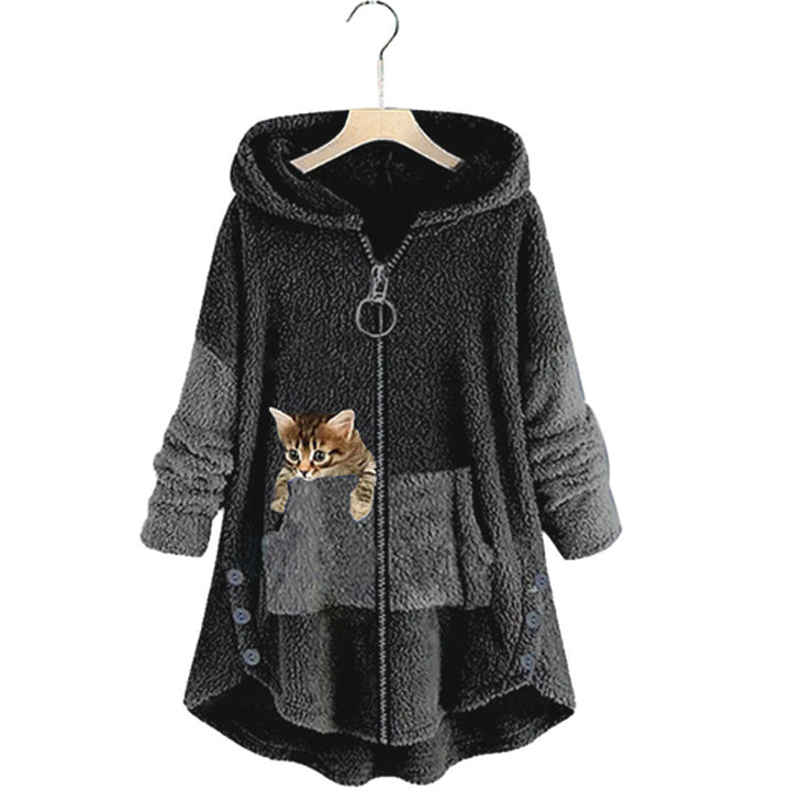 KARINE | WOMEN'S HOODED TEDDY JACKET FUZZY FLEECE ZIP UP 4