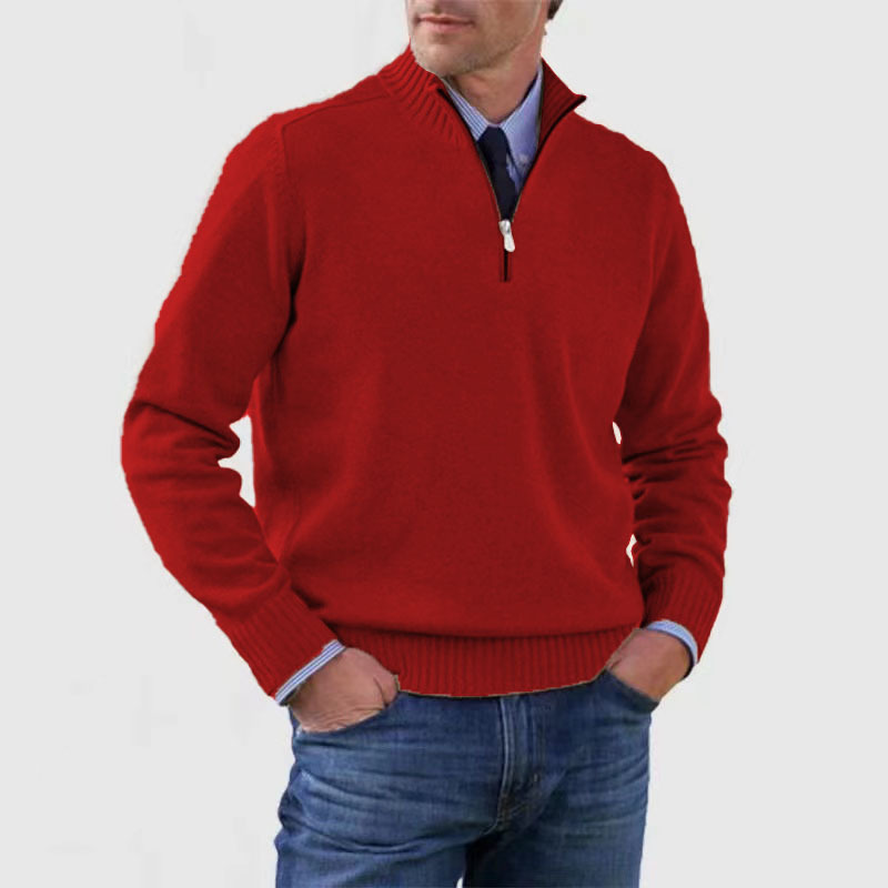 KINGSLEY - RIBBED QUARTER-ZIP KNIT SWEATER 1