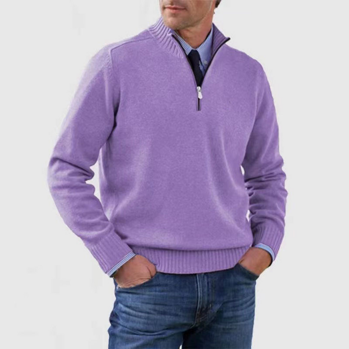 KINGSLEY - RIBBED QUARTER-ZIP KNIT SWEATER 12