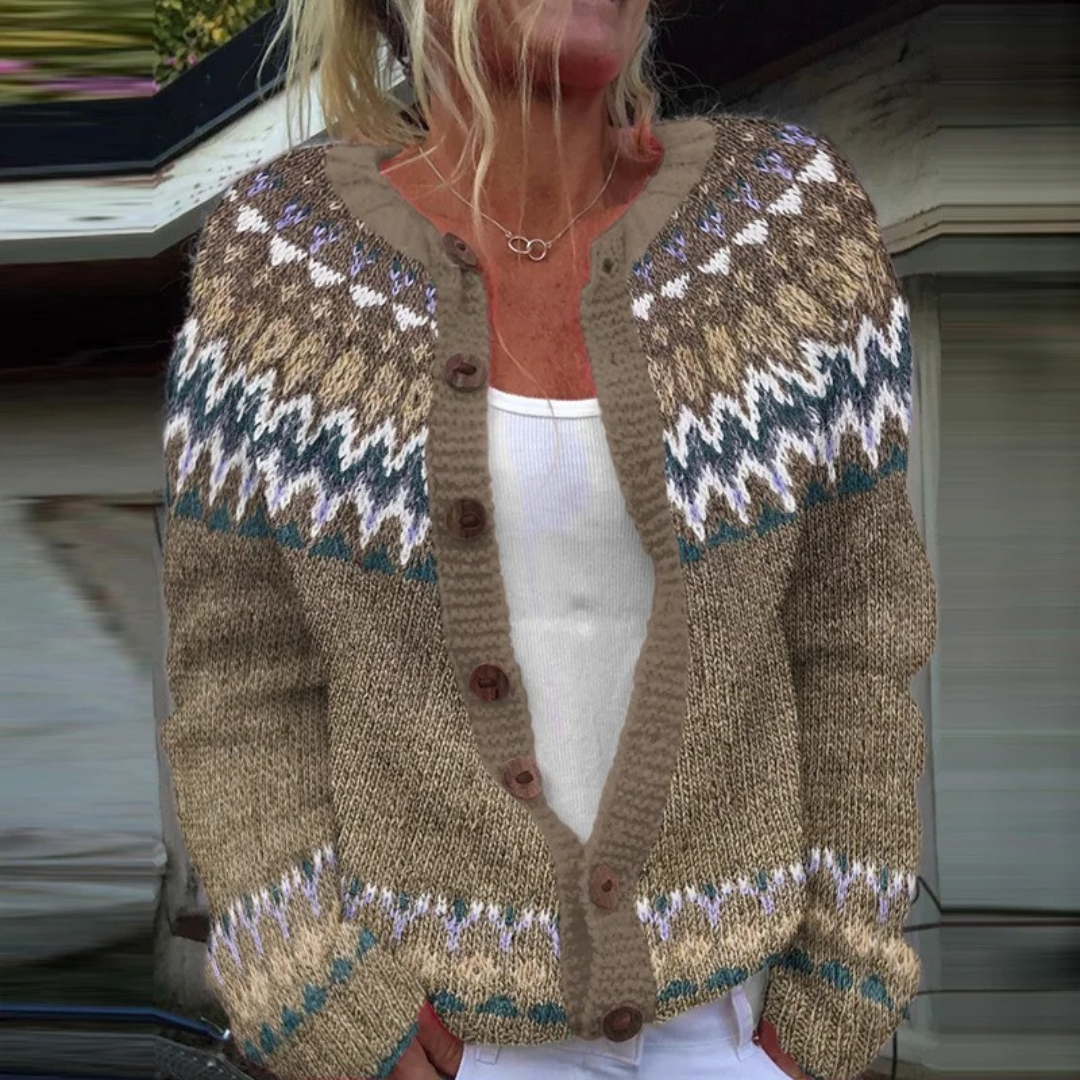 KIRSA | WOMEN'S FAIR ISLE CARDIGAN SWEATER WINTER KNIT BUTTON 1