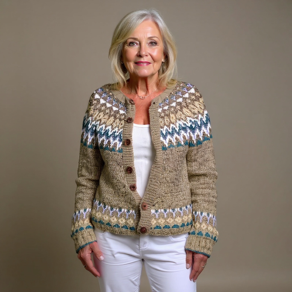 KIRSA | WOMEN'S FAIR ISLE CARDIGAN SWEATER WINTER KNIT BUTTON 3