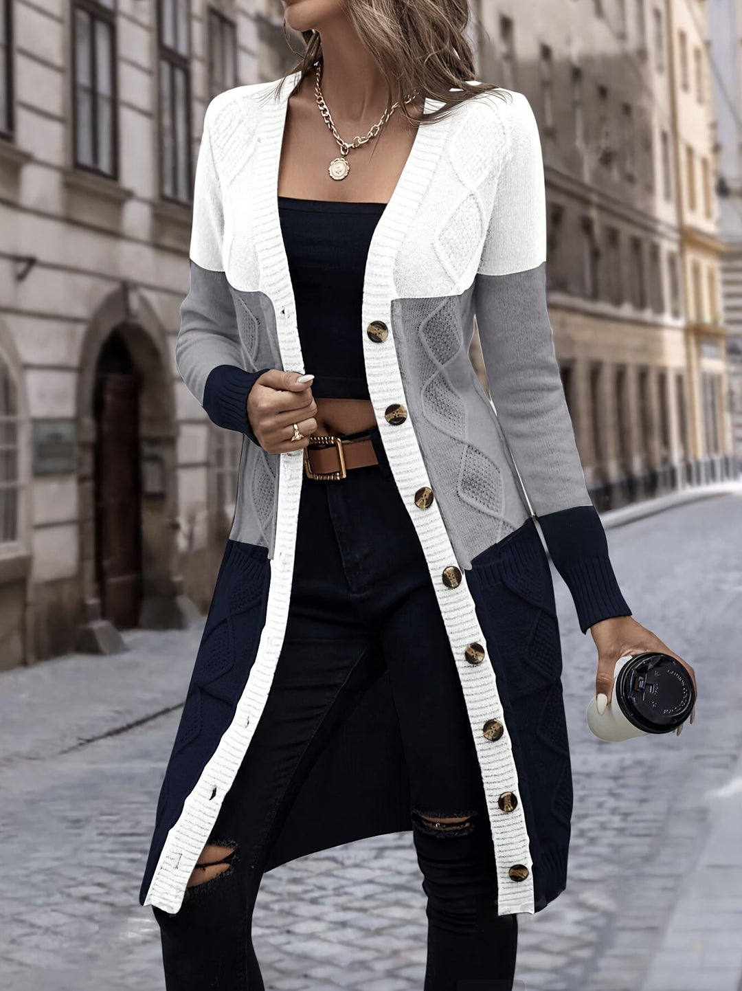 LAETITIA | WOMEN'S LONG CARDIGAN SWEATER OPEN FRONT KNIT 6