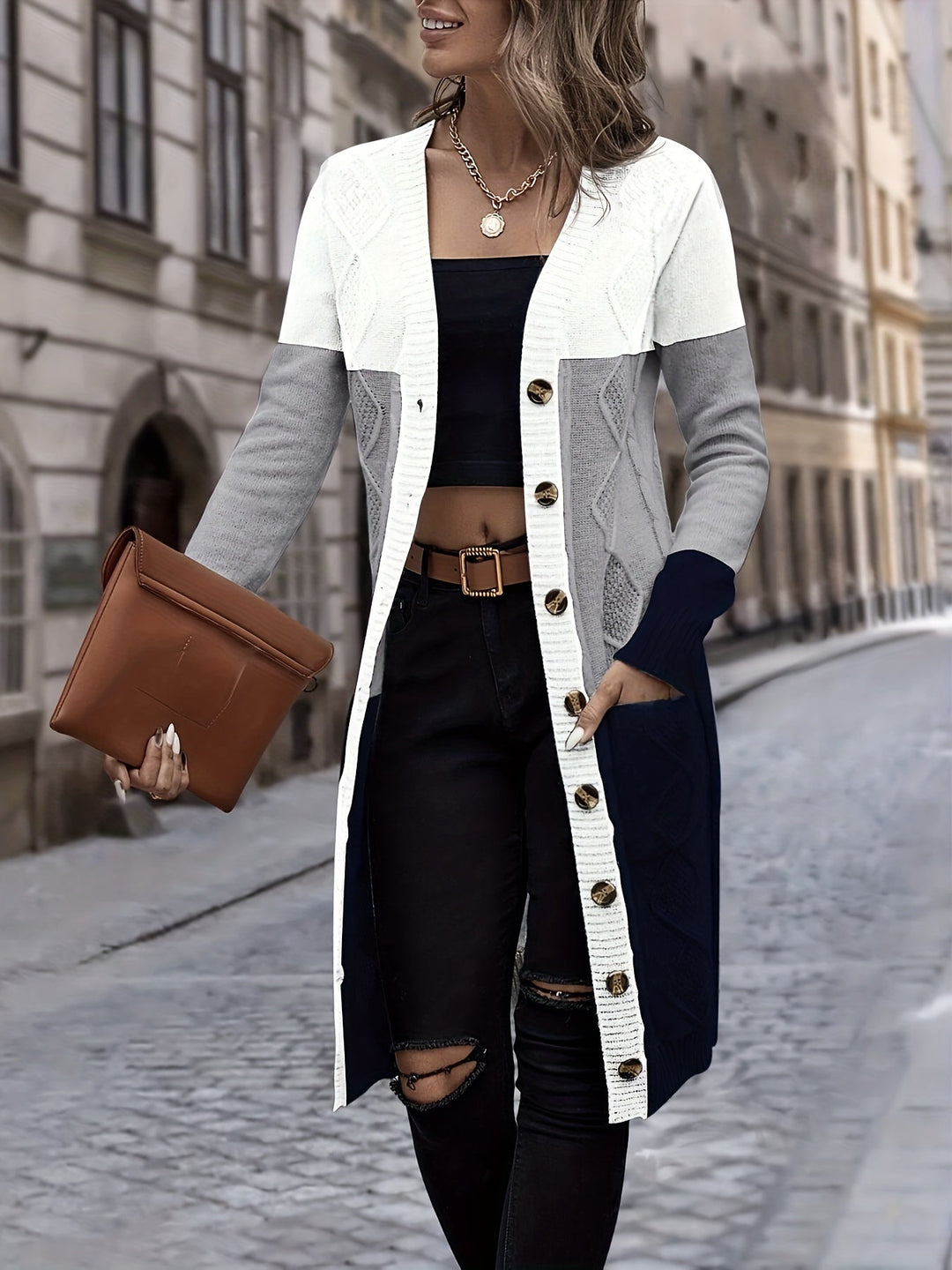 LAETITIA | WOMEN'S LONG CARDIGAN SWEATER OPEN FRONT KNIT 7