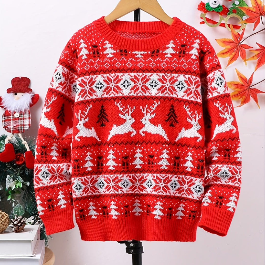 LAURENCE | WOMEN'S NORDIC CHRISTMAS SWEATER REINDEER CREW NECK KNIT PULLOVER 1
