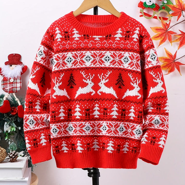 LAURENCE | WOMEN'S NORDIC CHRISTMAS SWEATER REINDEER CREW NECK KNIT PULLOVER 1