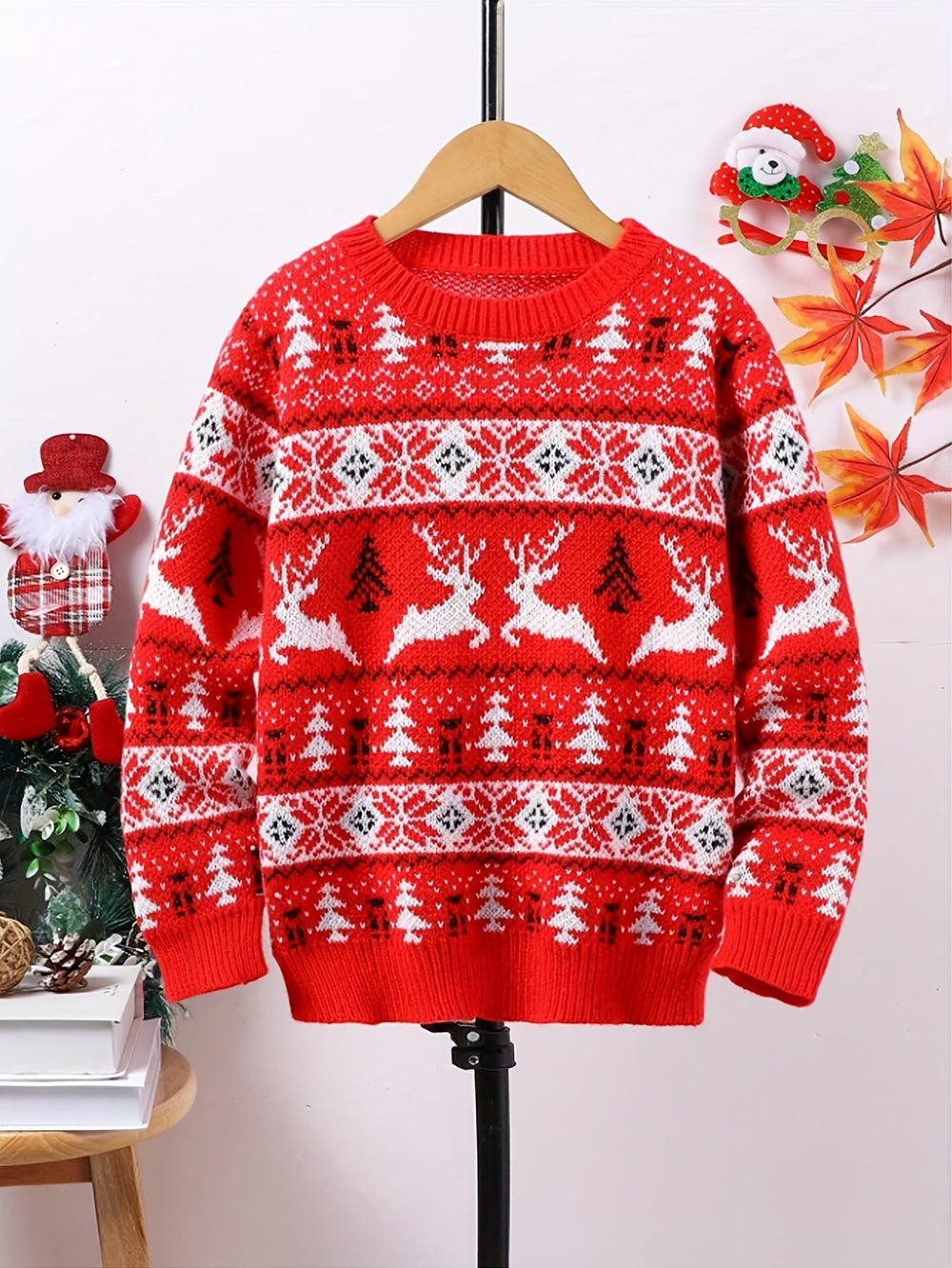 LAURENCE | WOMEN'S NORDIC CHRISTMAS SWEATER REINDEER CREW NECK KNIT PULLOVER 2
