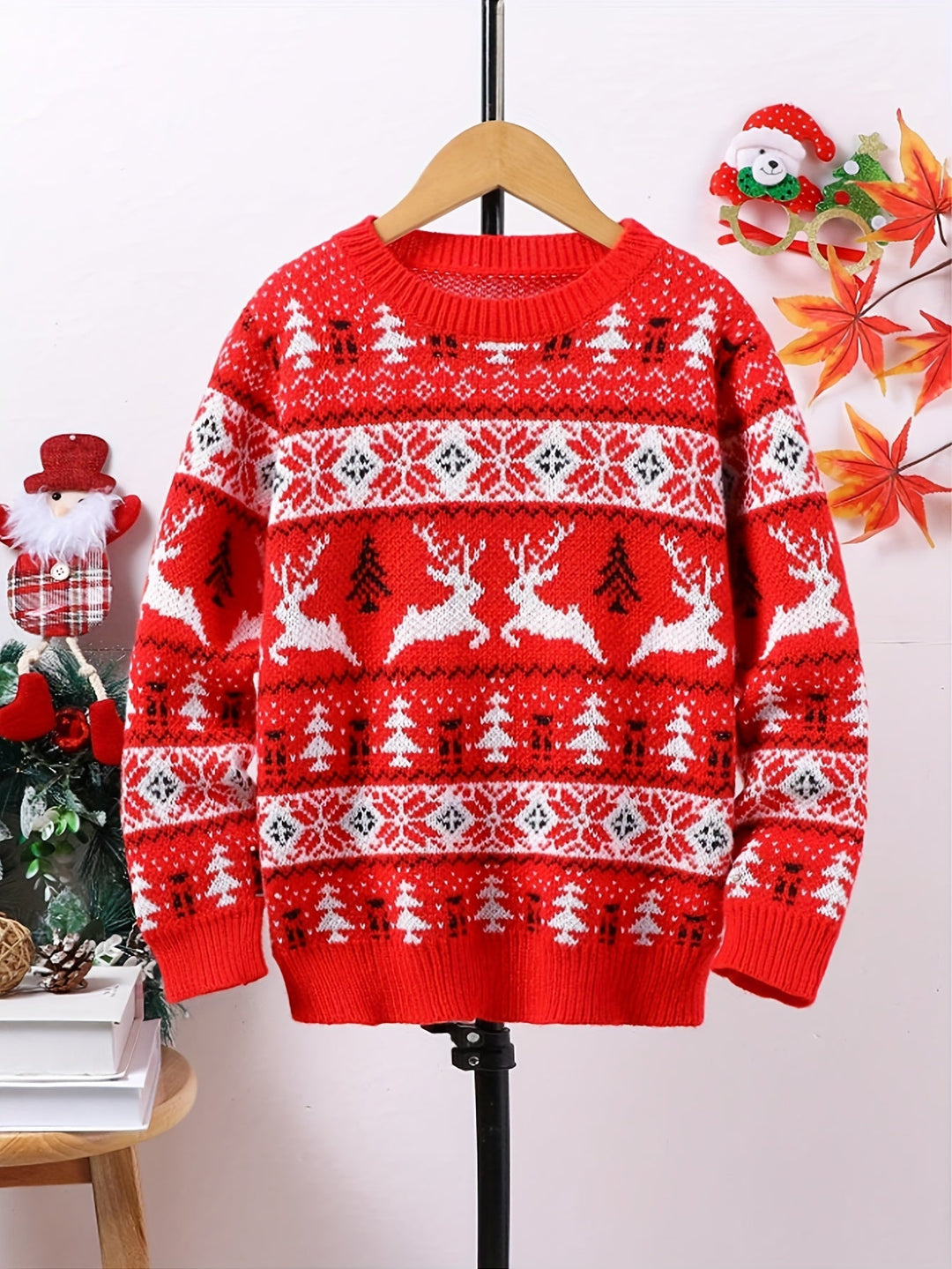 LAURENCE | WOMEN'S NORDIC CHRISTMAS SWEATER REINDEER CREW NECK KNIT PULLOVER 2