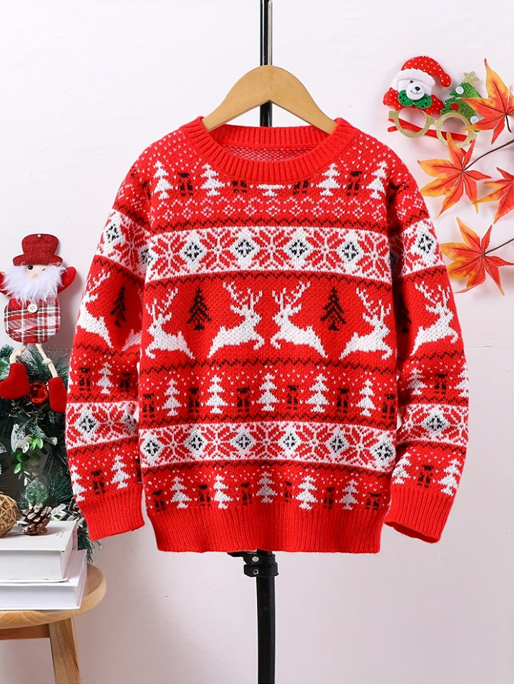 LAURENCE | WOMEN'S NORDIC CHRISTMAS SWEATER REINDEER CREW NECK KNIT PULLOVER 2