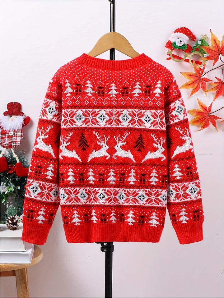 LAURENCE | WOMEN'S NORDIC CHRISTMAS SWEATER REINDEER CREW NECK KNIT PULLOVER 4