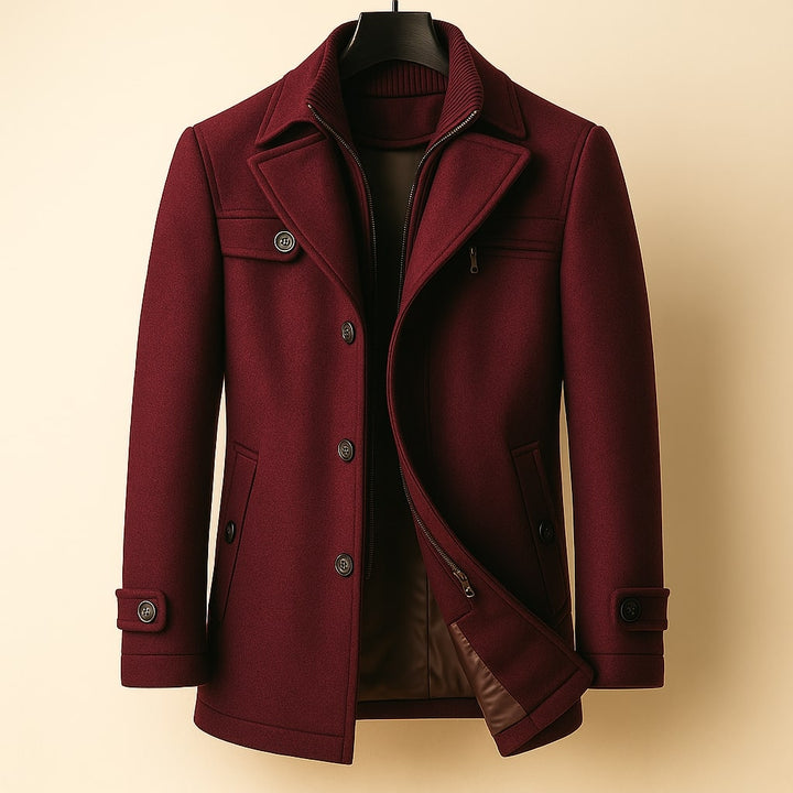 LAWRENCE - LONG WOOL COAT WITH INNER COLLAR 2