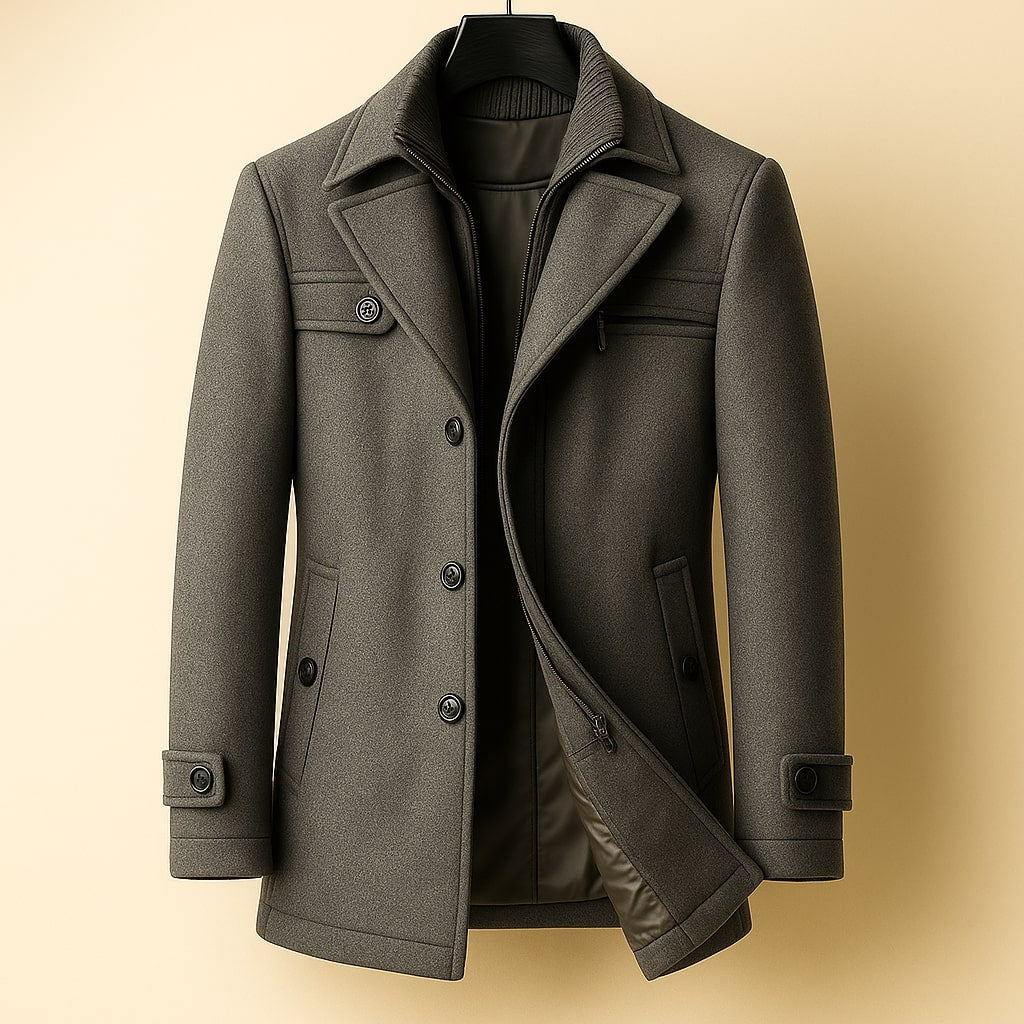 LAWRENCE - LONG WOOL COAT WITH INNER COLLAR 3