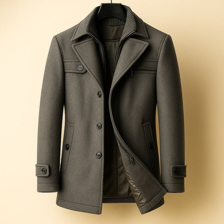 LAWRENCE - LONG WOOL COAT WITH INNER COLLAR 3
