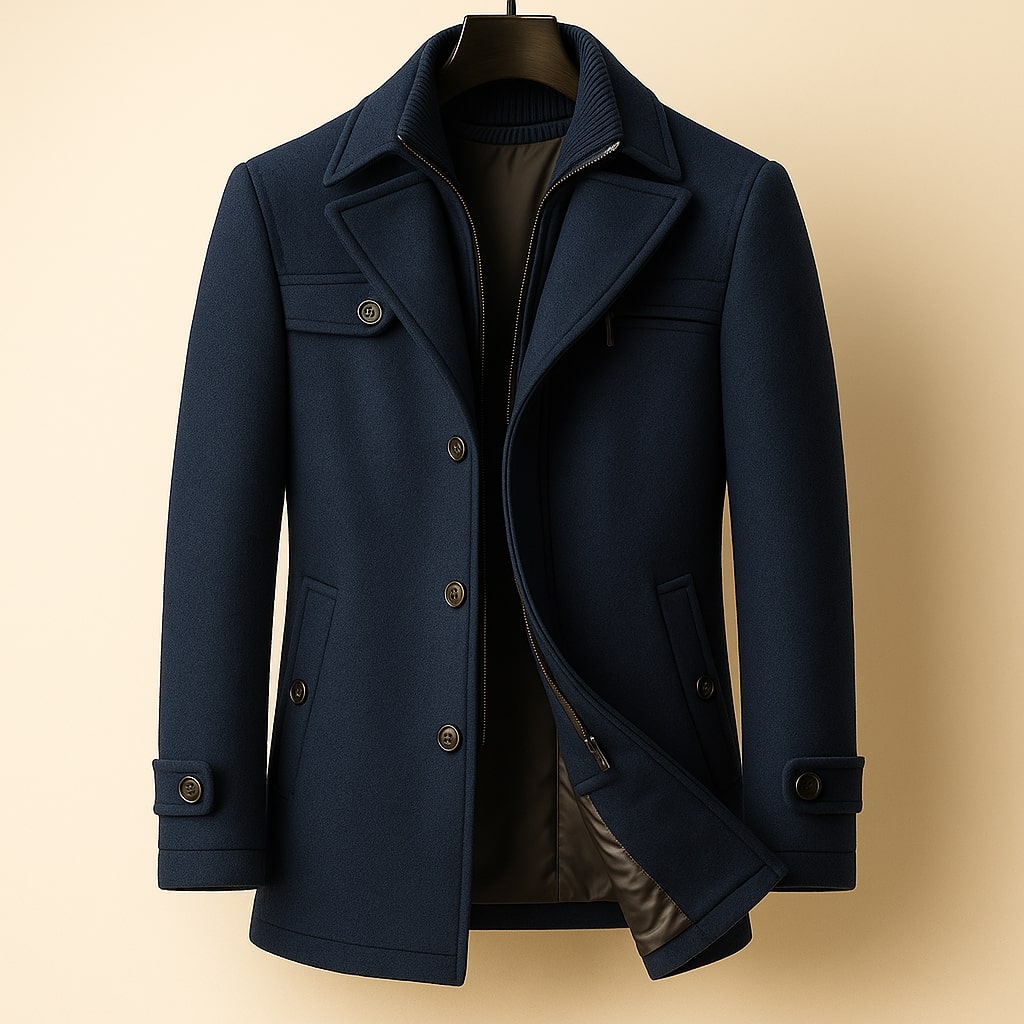 LAWRENCE - LONG WOOL COAT WITH INNER COLLAR 4