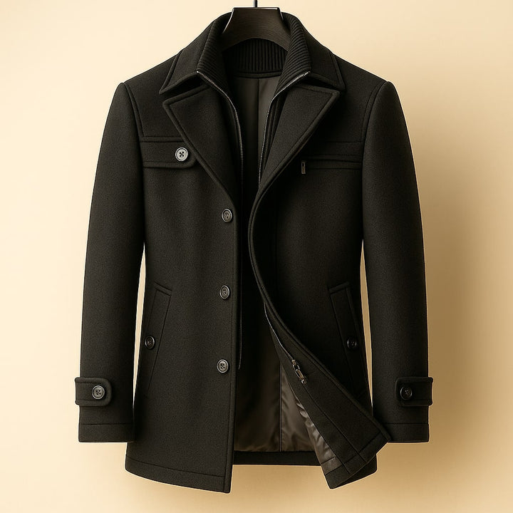 LAWRENCE - LONG WOOL COAT WITH INNER COLLAR 5