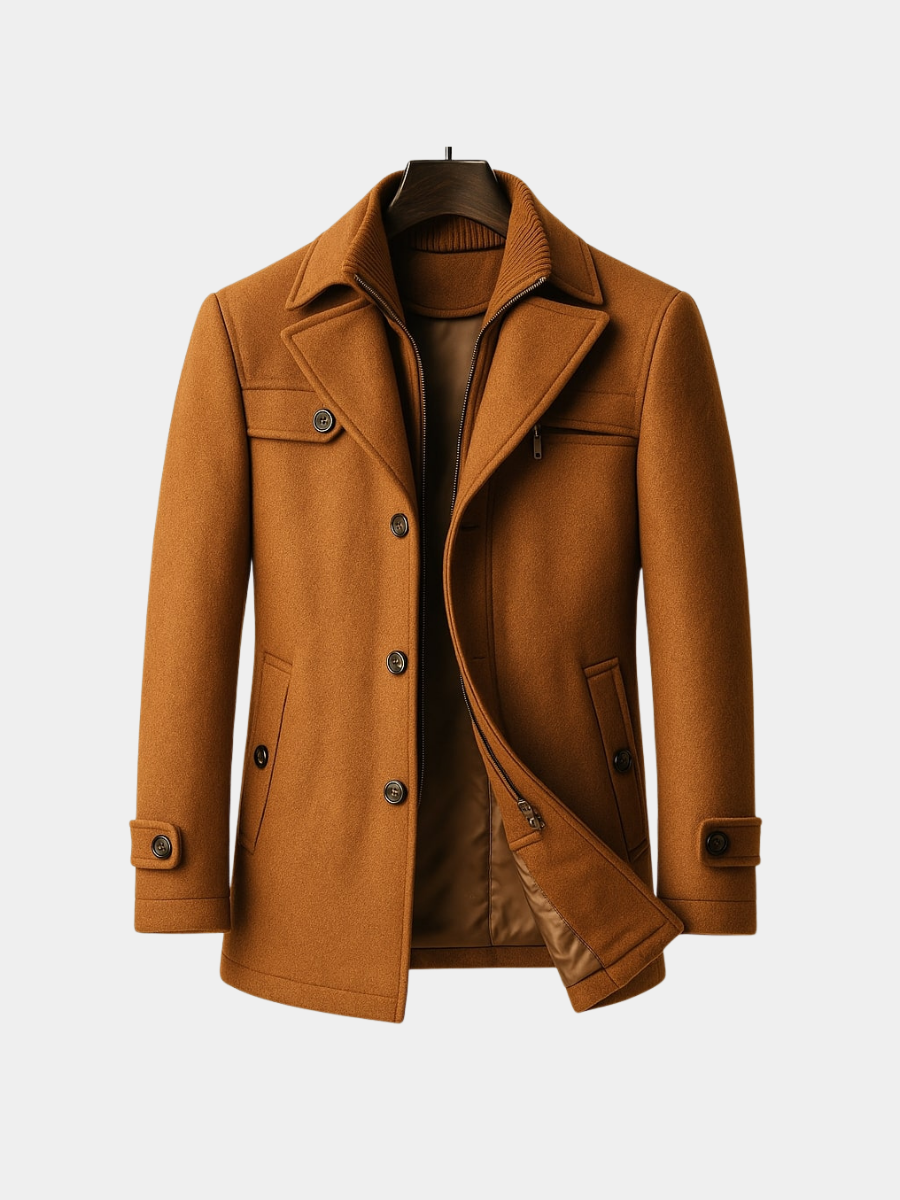 LAWRENCE - LONG WOOL COAT WITH INNER COLLAR 6