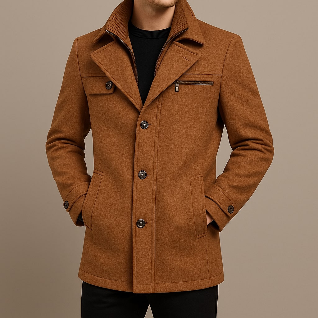 LAWRENCE - LONG WOOL COAT WITH INNER COLLAR 7