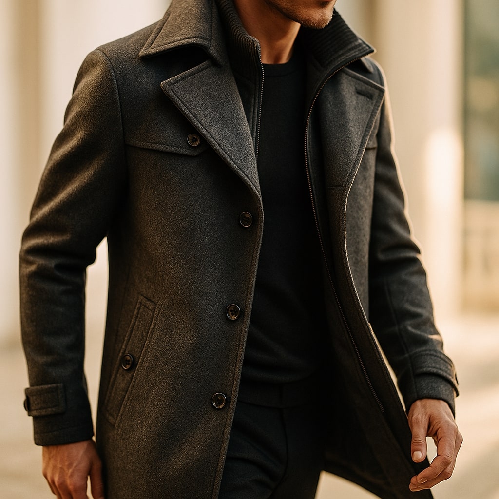 LAWRENCE - LONG WOOL COAT WITH INNER COLLAR 9