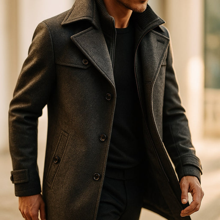 LAWRENCE - LONG WOOL COAT WITH INNER COLLAR 9