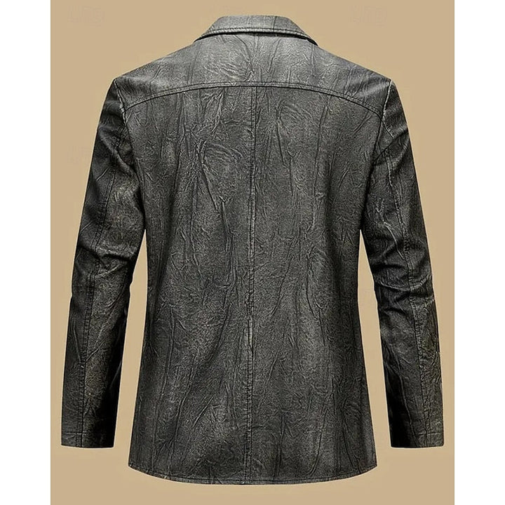 Men's Vintage Faux Leather Blazer – Detail View