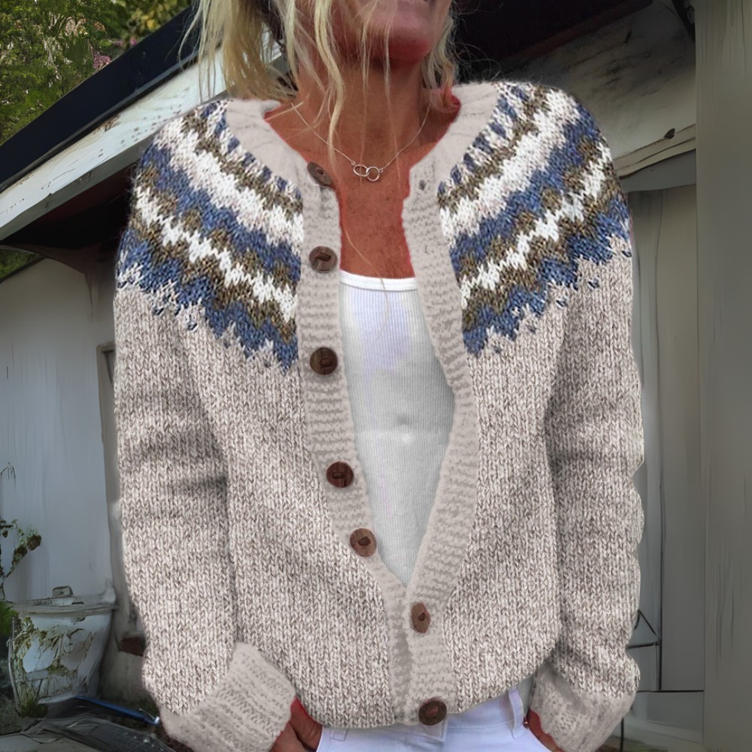 LENE | WOMEN'S FAIR ISLE CARDIGAN SWEATER CHRISTMAS KNIT BUTTON 1