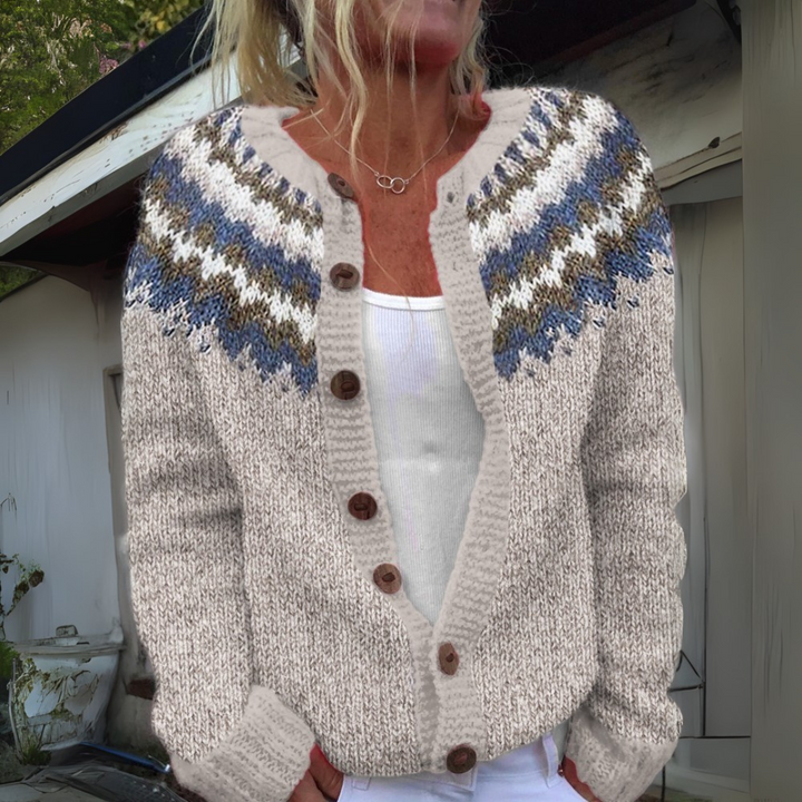 LENE | WOMEN'S FAIR ISLE CARDIGAN SWEATER CHRISTMAS KNIT BUTTON 1