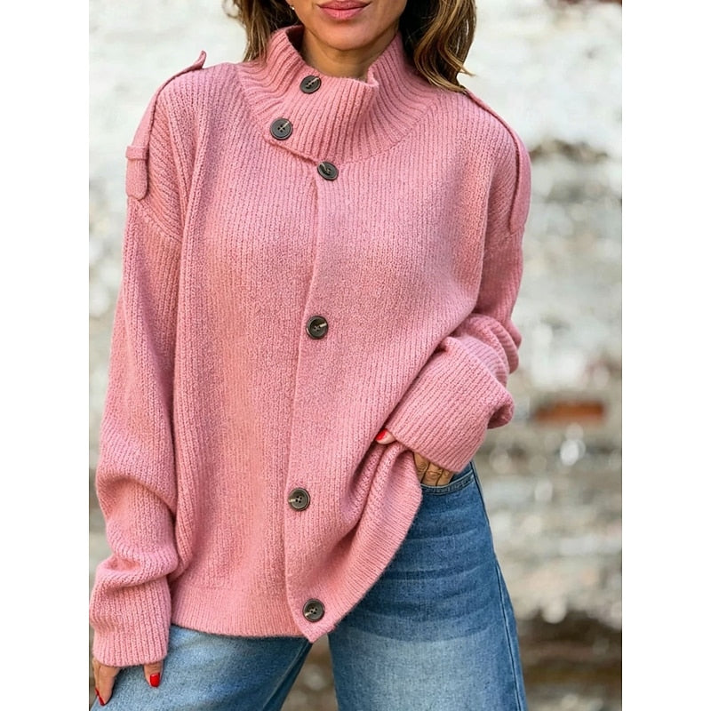 LEOCADIE | WOMEN'S OVERSIZED BUTTON UP KNIT CARDIGAN SWEATER 1