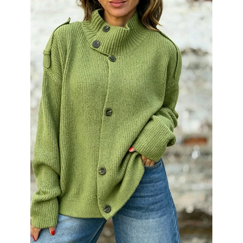 LEOCADIE | WOMEN'S OVERSIZED BUTTON UP KNIT CARDIGAN SWEATER 2