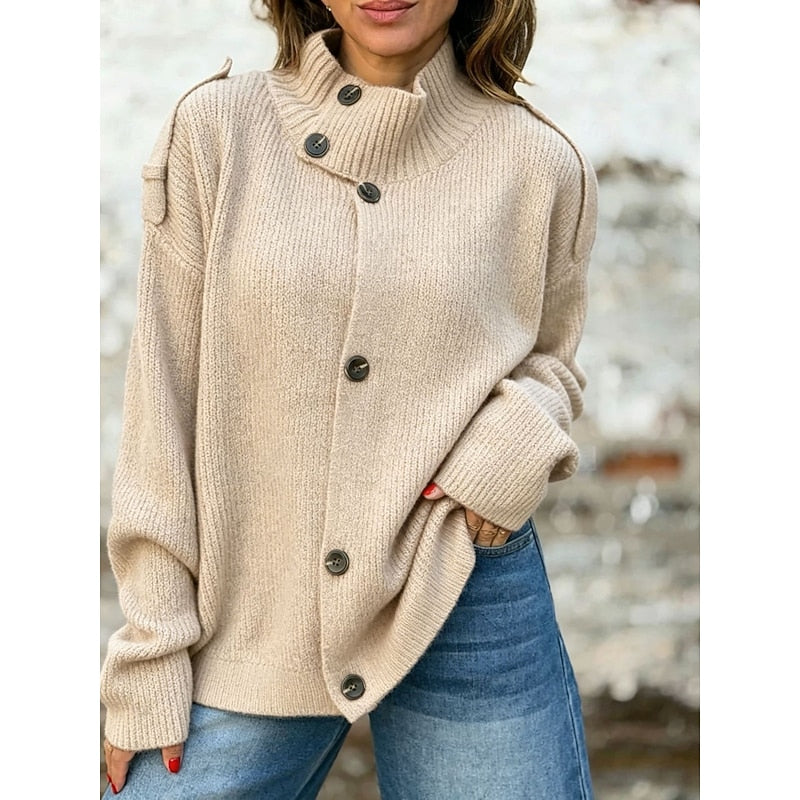 LEOCADIE | WOMEN'S OVERSIZED BUTTON UP KNIT CARDIGAN SWEATER 7