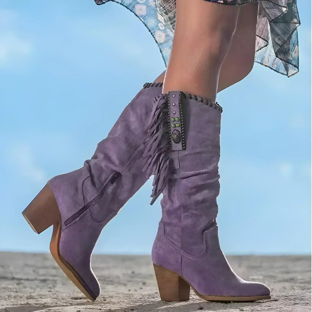 LEONIE | WOMEN'S SUEDE FRINGE KNEE HIGH BOOTS 2