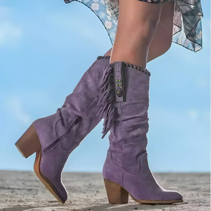 LEONIE | WOMEN'S SUEDE FRINGE KNEE HIGH BOOTS 2