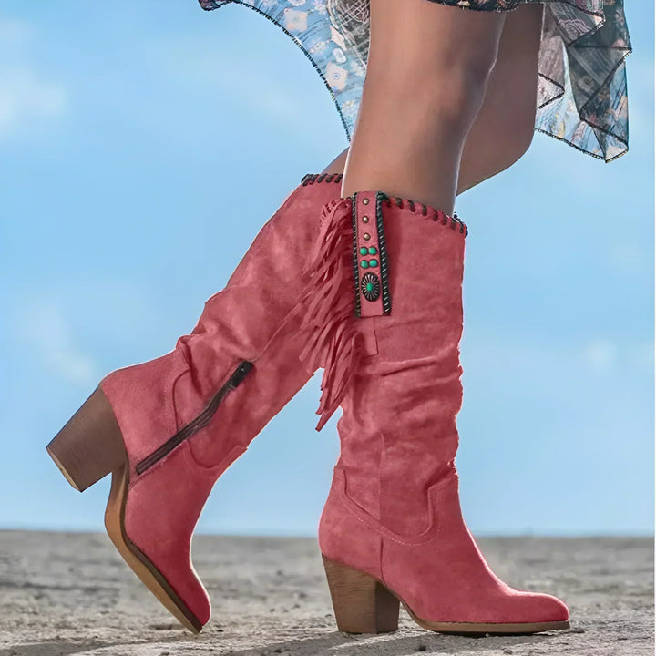 LEONIE | WOMEN'S SUEDE FRINGE KNEE HIGH BOOTS 4